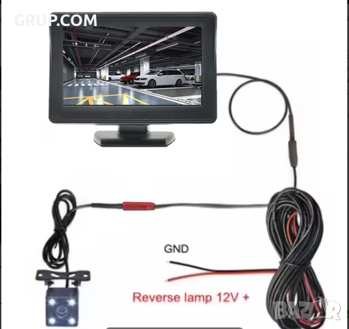 Задна Камера за Паркиране 5MP HD  с монитор паркиране сензор парктроник 4LED HD НОВО, снимка 2 - Аксесоари и консумативи - 52196032