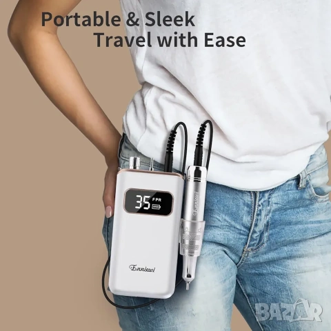 Професионална електрическа пила за нокти Enniewi 35000 RPM със зарядна станция, снимка 7 - Продукти за маникюр - 53265984