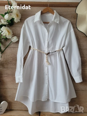 Дълга бяла риза , снимка 3 - Ризи - 51033295