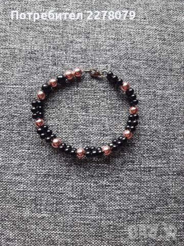 Гривна от оникс и хематит - ръчна изработка, снимка 1