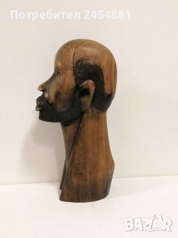 Африка, дърво, фигура, скулптура, мъж, антик, бюст, снимка 3 - Статуетки - 40952766