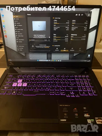 Продавам запазен лаптоп ASUS TUF 17"