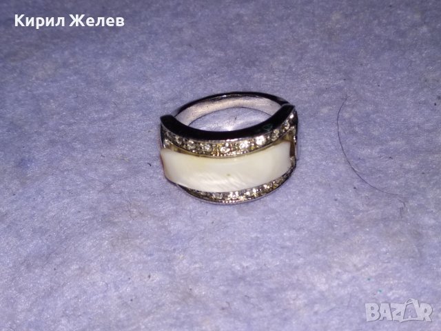 СТИЛЕН КРАСИВ СКЪПОЦЕНЕН АРТ ПРЪСТЕН НИКЕЛИРАНА БЛАГОРОДНА СТОМАНА с ЦИРКОНИ и БЯЛ АХАТ 30796, снимка 13 - Пръстени - 41682673