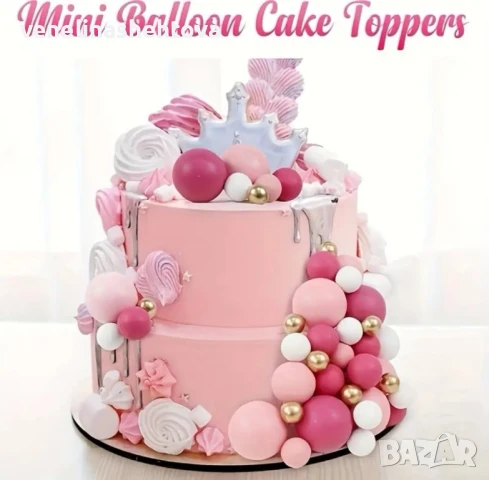 115 броя розови бели златисти топчета топки на тел от стиропор за декорация на торта , снимка 3 - Други - 50991826