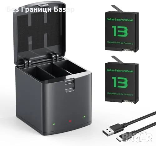 Нови Магнитно Зарядно и 2 Батерии за камера Gopro Hero 13 фото снимки