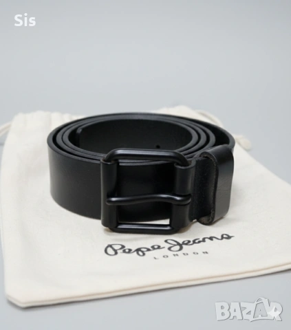Мъжки черен колан от естествена кожа - Pepe Jeans London