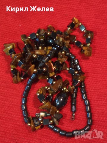 СКЪПОЦЕННО АРТ КОЛИЕ от НАТУРАЛНИ КАМЪНИ ТИГРОВО ОКО и ШЛИФОВАН ХЕМАТИТ 34633, снимка 10 - Колиета, медальони, синджири - 39200422