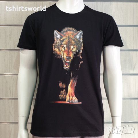 Нова мъжка тениска с дигитален печат Ходещ Вълк, Серия вълци, снимка 6 - Тениски - 40709129