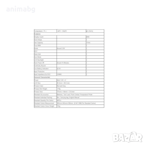 ANIMABG Амперклещи за прав и променлив ток, UT210D, снимка 4 - Клещи - 51480107