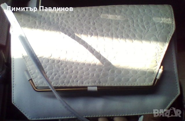 Дамска чанта ,ествествена кожа ,цвят бял и черен,нова , снимка 1 - Чанти - 41611802