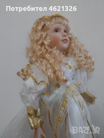 Винтидж колекционерска немска порцеланова кукла принцеса в кралска рокля като нова, снимка 3 - Декорация за дома - 52044240