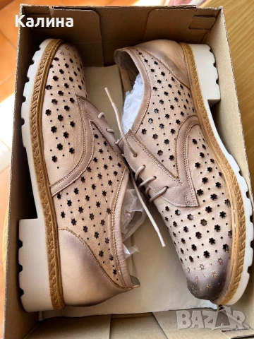 Естествена кожа пролетни / есенни перфорирани обувки , снимка 8 - Дамски ежедневни обувки - 50891588