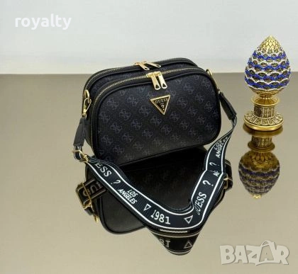 Guess Нова Черна Кожена Дамска Чанта 