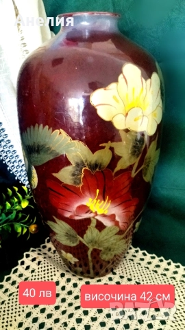 Ваза с лотус и райска птица , снимка 2 - Вази - 51553912