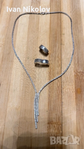 Дамско сребърно колие с обеци НОВО!, снимка 5 - Колиета, медальони, синджири - 53699527