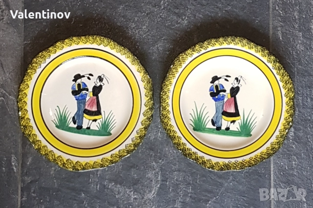 Две старинни керамични чинии- Кимпер- Франция 