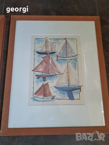 три картини акварел на морска тематика , снимка 2 - Картини - 47747273