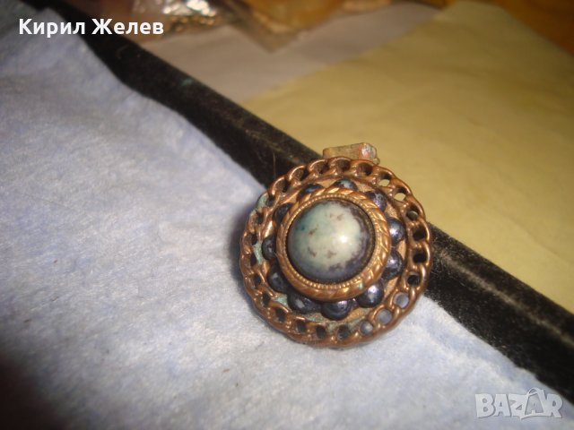 СТАРА РЕТРО АРТ ДЕКО СКЪПОЦЕННА БРОШКА НАКИТ БИЖУ ОБЕЦА КЛИПС БРОНЗ 23775, снимка 3 - Антикварни и старинни предмети - 35997670