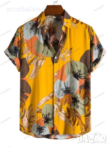 Мъжка модна тенденция, Ежедневна мъжка риза с щампи с къс ръкав, 4цвята - 023 , снимка 4 - Ризи - 40847917