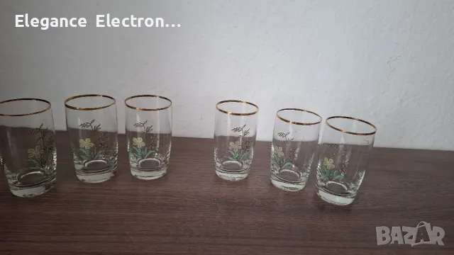 6бр чаши за Ракия със златен кант. 9см