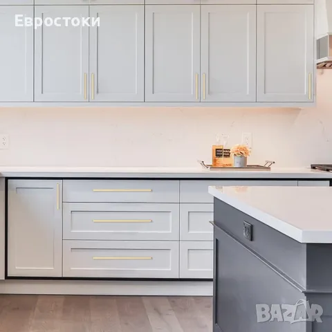 Amerdeco 6 бройки Дръжки за кухненски шкафове Матиран месинг 192 mm Златни дръжки, снимка 3 - Други - 48816761