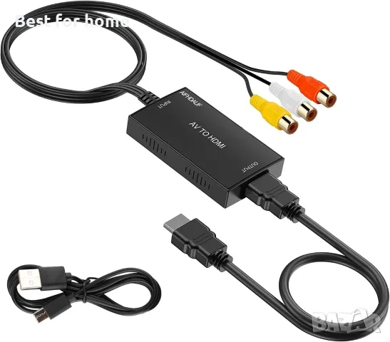 RCA към HDMI конвертор с HDMI кабел, за гледане на Sky/DVD/STB на HD телевизори, снимка 2 - Кабели и адаптери - 55930076