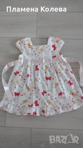 Памучна рокля с цветя и пеперуди 86/92см, снимка 1