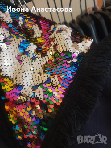 АНЦУНГОВА БЛУЗА ЧЕРНА ПАЕТИ, снимка 3 - Блузи с дълъг ръкав и пуловери - 34221613