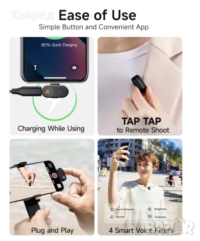Нови Maono Wave T1 Mini – Безжичен мини микрофон с AI шумопотискане
, снимка 6 - Микрофони - 55994922