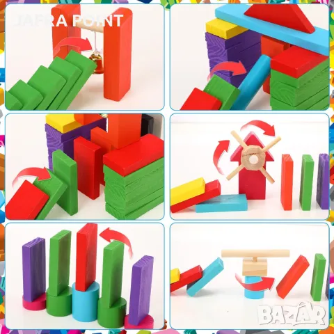 Дървено Домино, 360 части, 34 Механизма, Шаблон за Редене, Книжка с Инструкции Чанта Подарък Спинер, снимка 6 - Игри и пъзели - 49184387