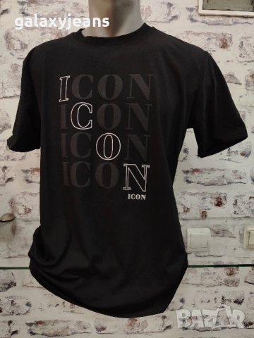Icon - черна тениска, с надпис, 100% качествен памук