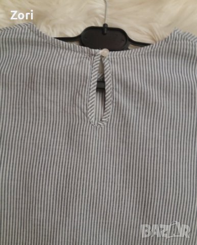 УНИКАЛНА риза в ситно синьо-бяло райе с английска бродерия в неоново розов цвят, снимка 8 - Ризи - 41282550