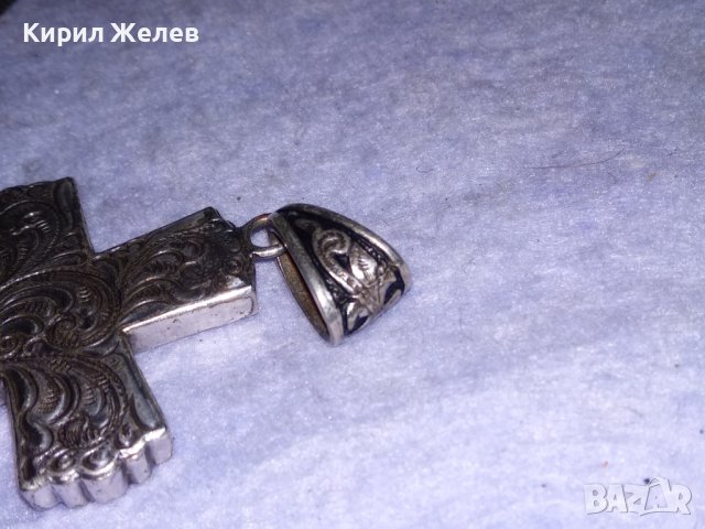 ПОСРЕБРЕН ФЛОРАЛНО ОРНАМЕНТИРАН с НИЕЛО ЕФЕКТ НАГРЪДЕН РЕТРО АРТ КРЪСТ от БЛАГОРОДНА СТОМАНА 37995, снимка 12 - Колиета, медальони, синджири - 41389440