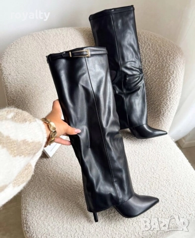 Ботуши на ток - черна кожа