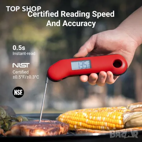 Цифров термометър за месо, Термометър за храна с незабавно отчитане по-малко от 1 секунда, IP67, снимка 5 - Други стоки за дома - 49731074