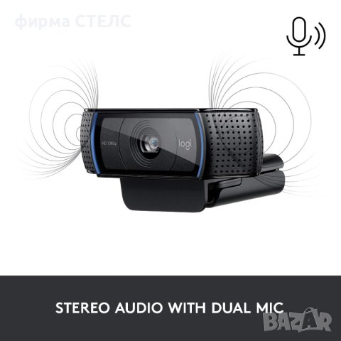 Web камера Logitech HD Pro C920, Fulll HD, Черна, снимка 3 - HD камери - 41206188