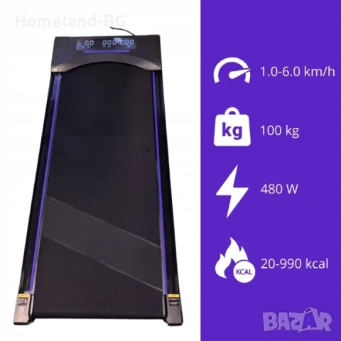 Електрическа бягаща пътека , 480 W, 1-6 км/ч, максимално тегло на потребителя 110 кг, снимка 3 - Фитнес уреди - 56158519