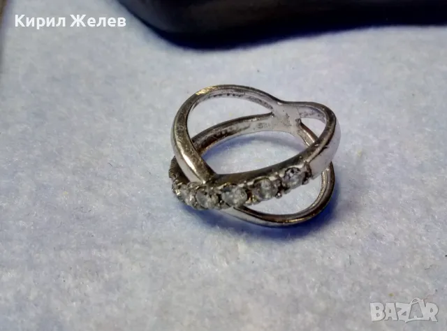 ФЕШЪН АРТ СКЪПОЦЕНЕН СРЕБЪРЕН ПРЪСТЕН РОДИЛАНО СРЕБРО 925 с ФАСЕТИРАНИ БЛЕСТЯЩИ ЦИРКОНИ 47578, снимка 2 - Пръстени - 50354698