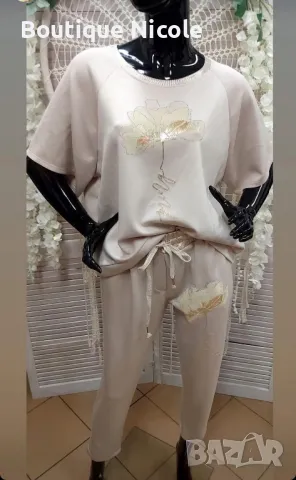 ❗️Отново наличен❗️   Модерен дамски комплект “Флора” с акценти в златисто  , снимка 1