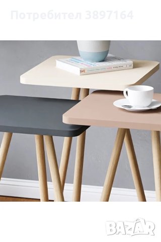 Комплект 3 броя маси за кафе / помощни маси, снимка 3 - Маси - 44396435