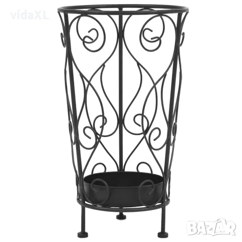 vidaXL Поставка за чадъри, винтидж стил, метална, 26x46 см, черна