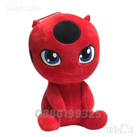 Комплект Плюшени играчки Tikki и Plagg Калинката и Черния котарак, снимка 2 - Плюшени играчки - 47427862