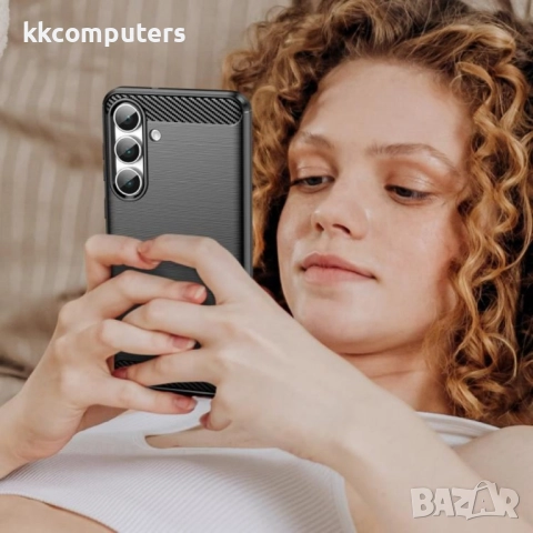 Samsung Galaxy S25 FE Удароустойчив Carbon Fiber Калъф и Протектор, снимка 8 - Калъфи, кейсове - 51832316