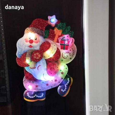4225 Светеща коледна украса за прозорец стена Дядо Коледа, снимка 4 - Декорация за дома - 42682012