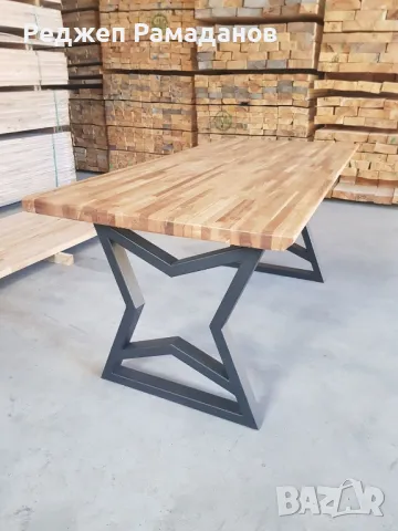 Маси и пейки от масив с метални крака , снимка 2 - Градински мебели, декорация  - 49637116