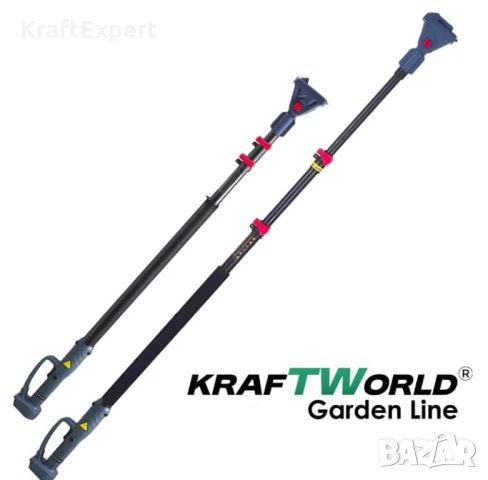 Комплект KraftWorld: Акумулаторна Резачка с Омасляване + Телескопичен Прът, снимка 5 - Градинска техника - 50549844