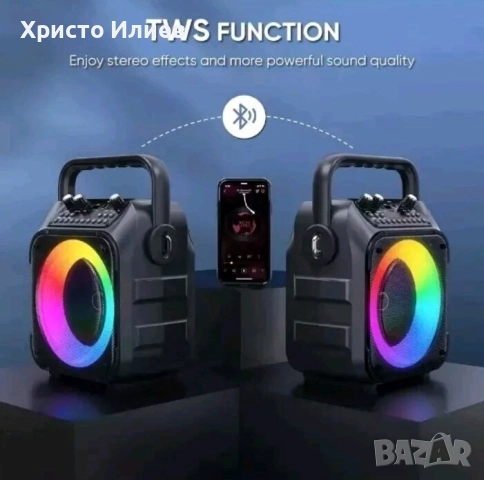 Караоке машина колона с два безжични микрофона, снимка 7 - Караоке - 52984948