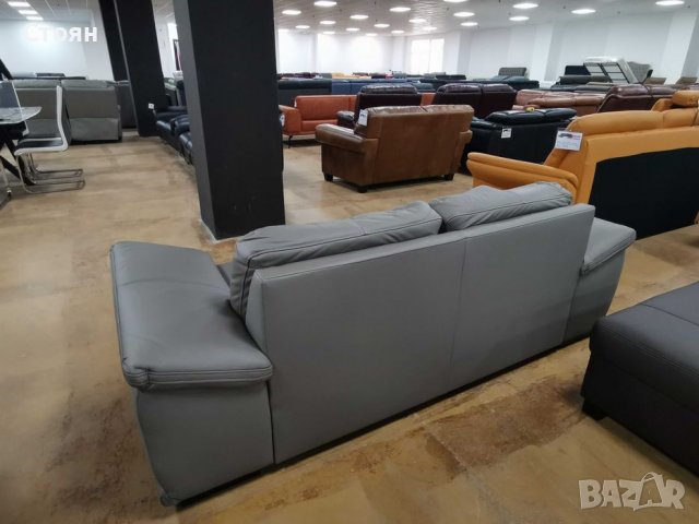 Сив кожен диван голяма двойка Calypso, снимка 8 - Дивани и мека мебел - 39945229