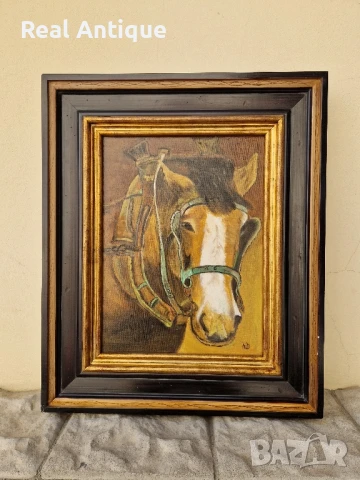 Прекрасна антикварна авторска картина масло върху платно , снимка 2 - Антикварни и старинни предмети - 50781969