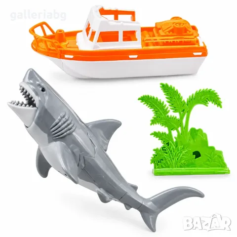 Детски комплект Shark Attack – лодка и голяма акула с подвижна уста